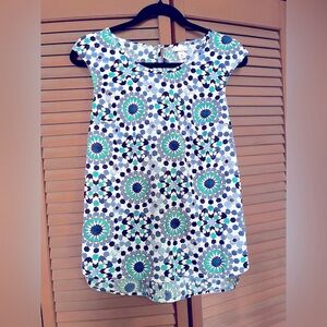 Merona Blue and Green Sleeveless Blouse